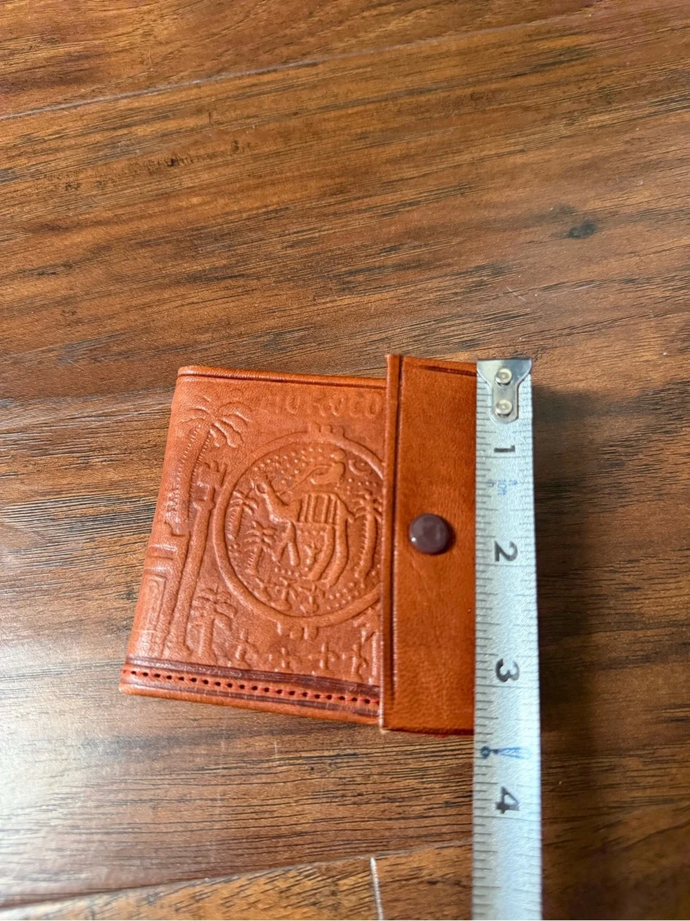 Vintage Moroccan Leather Wallet Handmade Original Brown Leather